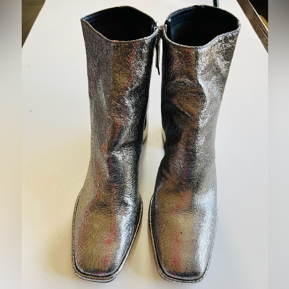 Schutz Pewter Metallic Ankle Boots